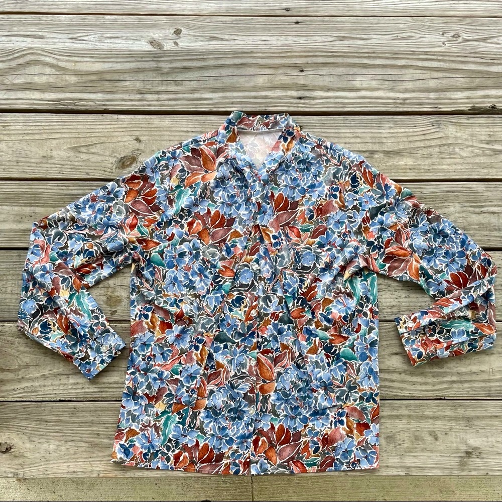 Vintage Neck Scarf Ties and Winter Floral Button Down Blouse